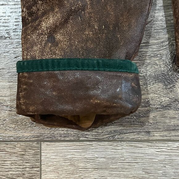 Vintage 70s German Trachten Embroidered Leather Jacket Size 46 Echts Leder Brown - Picture 6 of 13